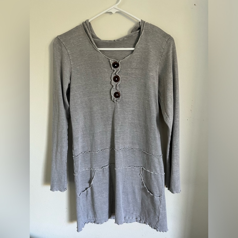 Boho Gray Hoodie Earth Creations Dress-SIZE SMALL